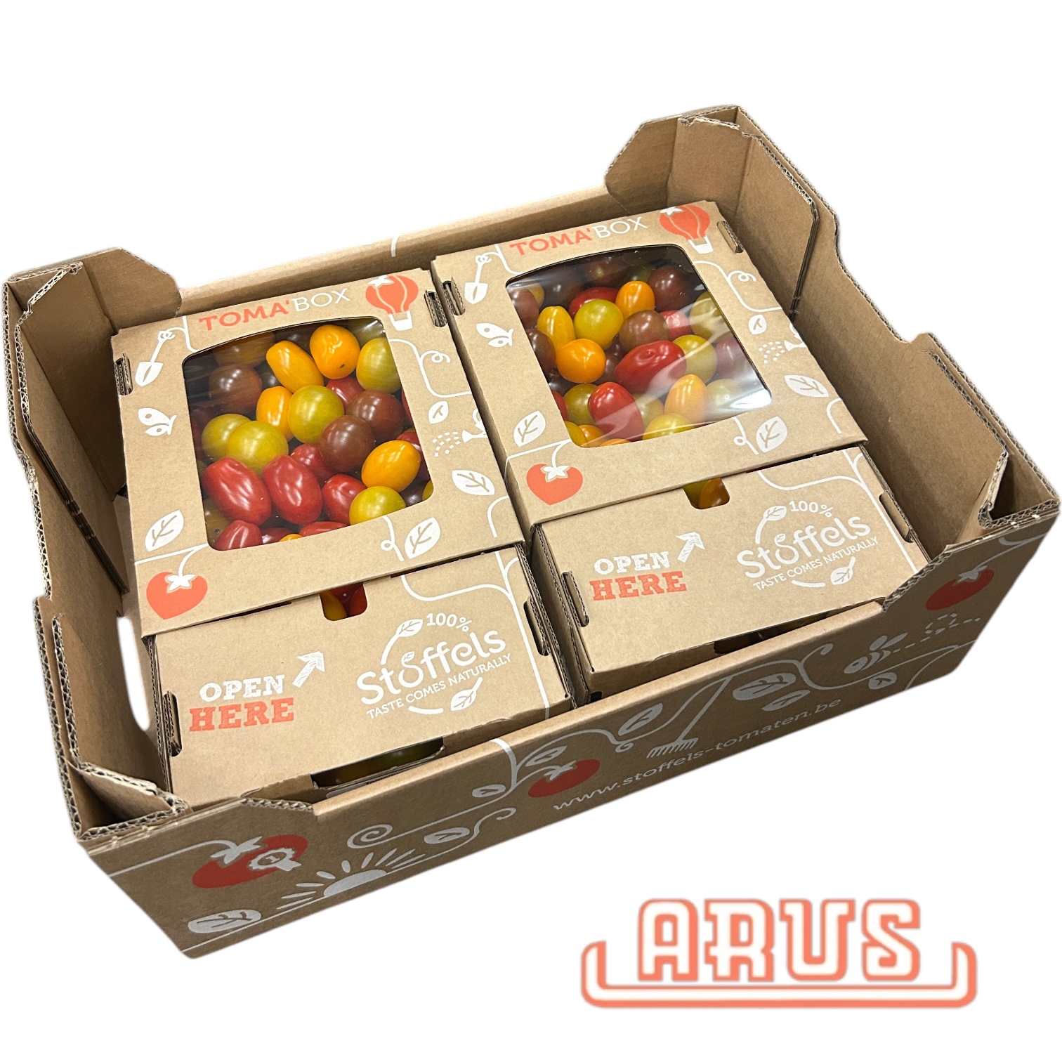 Cherrytomaten "Toma'Box, tricolor mix Snack" 2kg - im praktischen Spender -