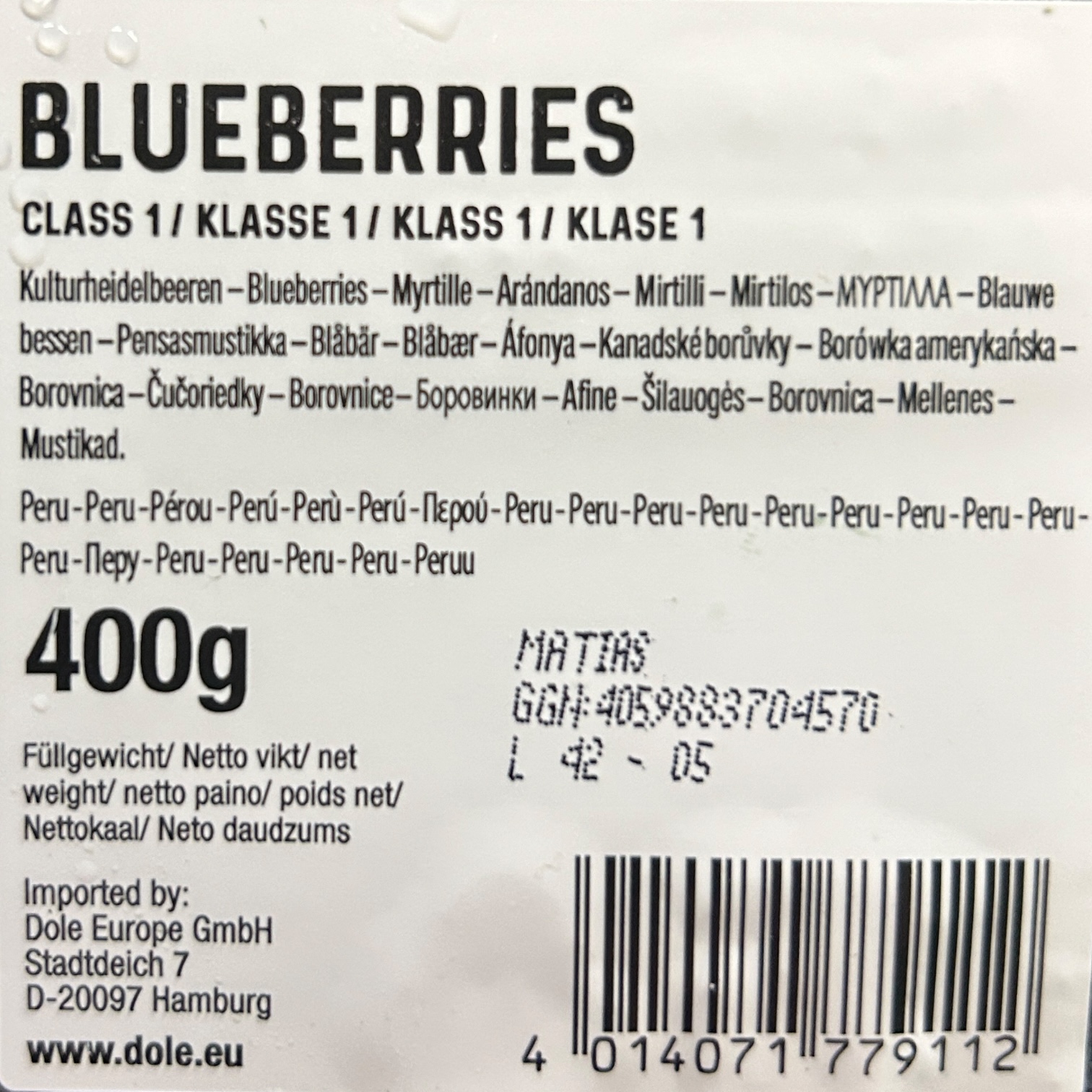 Gartenblaubeeren 12 x 400g -peru.-